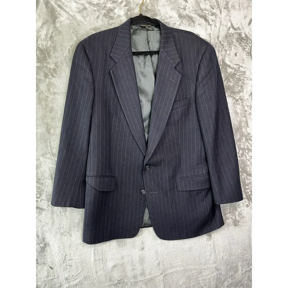 Austin Reed London Blazer Mens 41R Navy Blue Pinstripe‎ Wool Sport Coat EUC